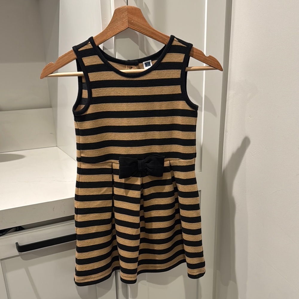 Janie & Jack -Striped Black and Tan Kids Dress